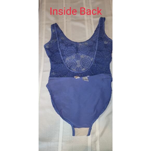 Periwinkle Blue Lace Swimsuit 1 Piece & Bikini ALL IN ONE! Vintage 90s SIZE 10 - Picture 9 of 12